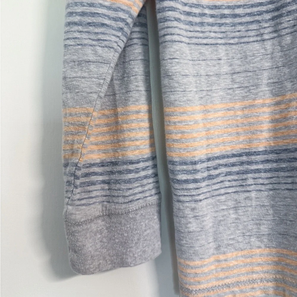 First Wave Girls 10/12 Lightweight Striped Pullover Hoodie Gray Orange